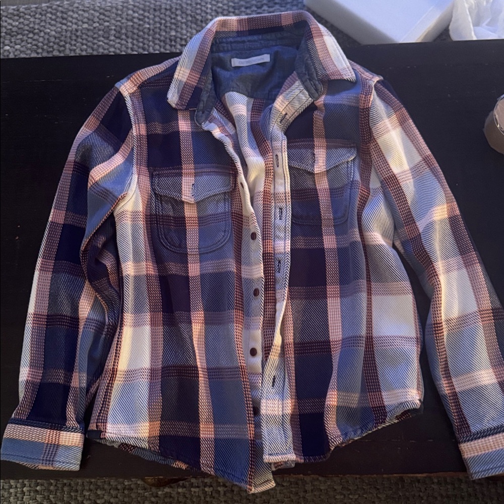 Outerknown Blue and Brown Plaid Shirt